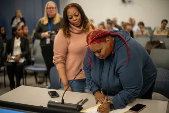 AFSCME Members from the Alexandria Admin/Tech Unit Signing Their New Contract